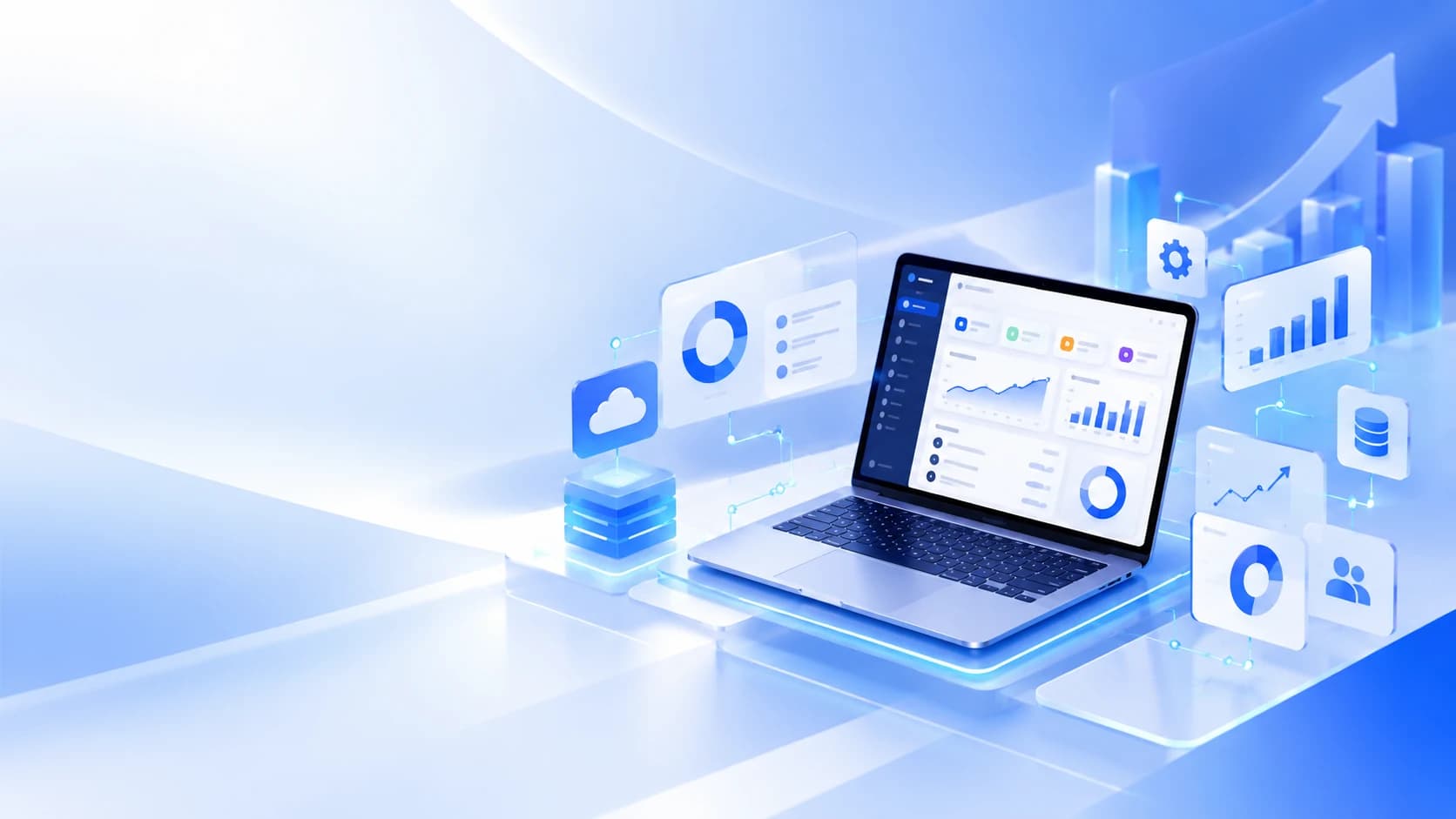 Business dashboard and system integration illustration