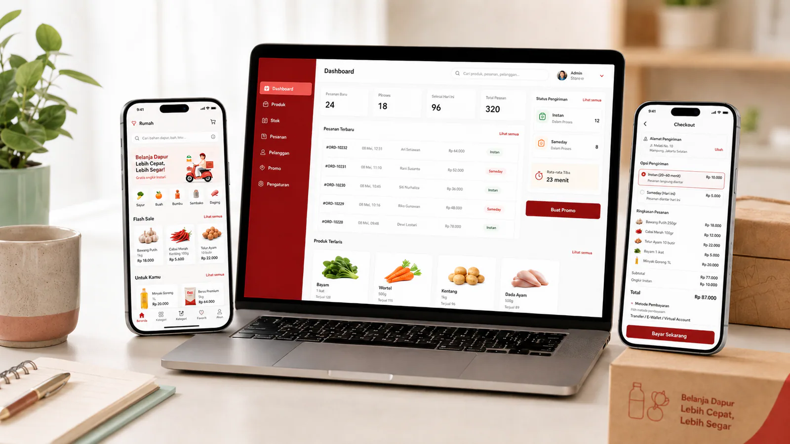 Platform Belanja Dapur Harian untuk marinasi.id — portfolio Quick Commerce Dapur yang ditangani Ferry Ferdana